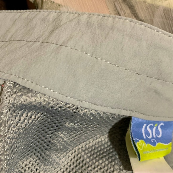 Isis Mini Skirt 8 Light Gray LOGO Pockets Stretchy  Zipper Buttons Nylon Spandex - Picture 10 of 12